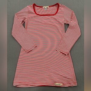 Abercrombie Vtg Y2K Red White Stripe Scoop Neck 3/4 Sleeve Cotton Top XS
